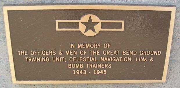 GREAT BEND AAF GROUND TRAINING UNIT WAR MEMORIAL PLAQUE