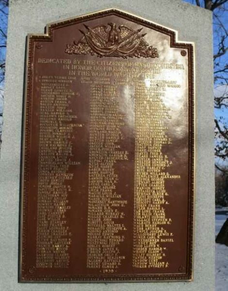 EAST ROCHESTER WORLD WAR I MEMORIAL PLAQUE