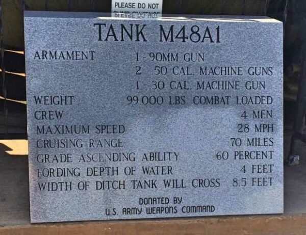 TANK M48A1 WAR MEMORIAL STONE