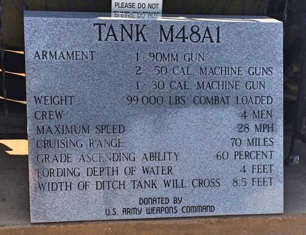 TANK M48A1 WAR MEMORIAL STONE