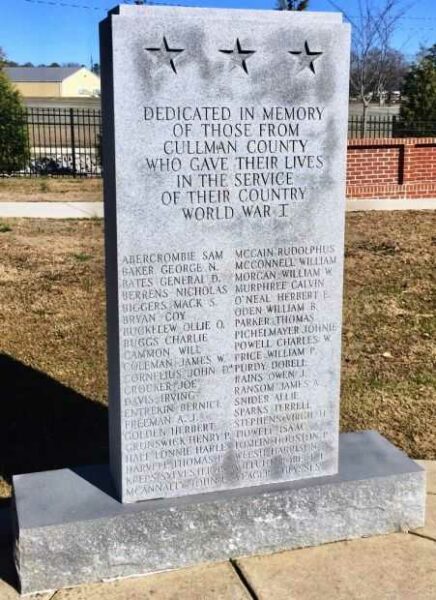 CULLMAN COUNTY WORLD WAR I MEMORIAL