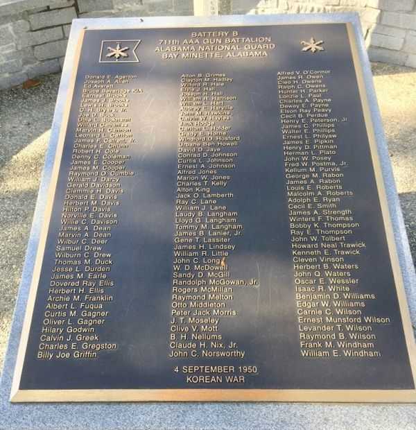 BAY MINETTE KOREAN WAR MEMORIAL PLAQUE A
