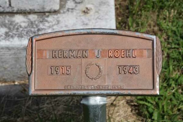 HERMAN J ROEHL WAR MEMORIAL PLAQUE