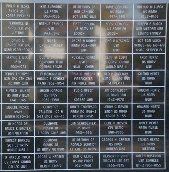 CLINTONVILLE VETERANS MEMORIAL PANEL I