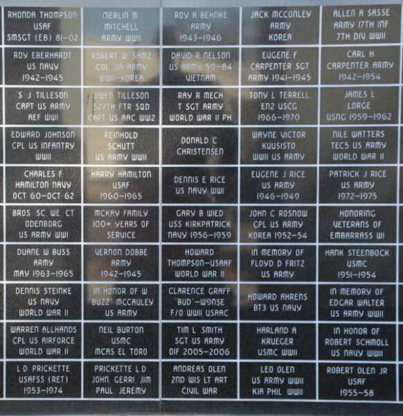 CLINTONVILLE VETERANS MEMORIAL PANEL H