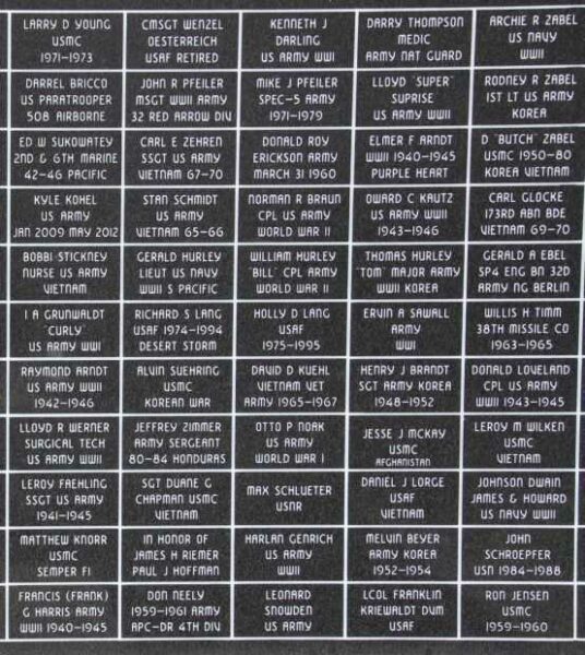 CLINTONVILLE VETERANS MEMORIAL PANEL B