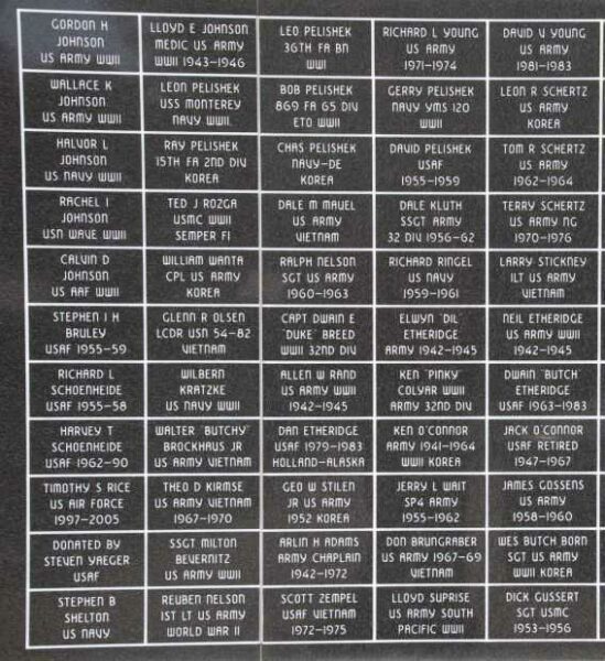 CLINTONVILLE VETERANS MEMORIAL PANEL A