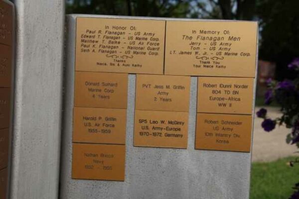 ST. MARY’S CATHOLIC CHURCH CEMETERY VETERANS MEMORIAL PLAQUES A