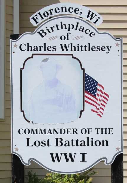 FLORENCE, WI BIRTHPLACE OF CHARLES WHITTLESEY WAR MEMORIAL PLAQUE