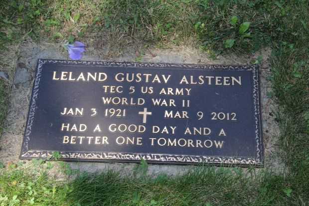 LELAND GUSTAV ALSTEEN MEMORIAL CEMETERY STONE