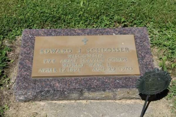 EDWARD J SCHLOSSER MEMORIAL CEMETERY STONE
