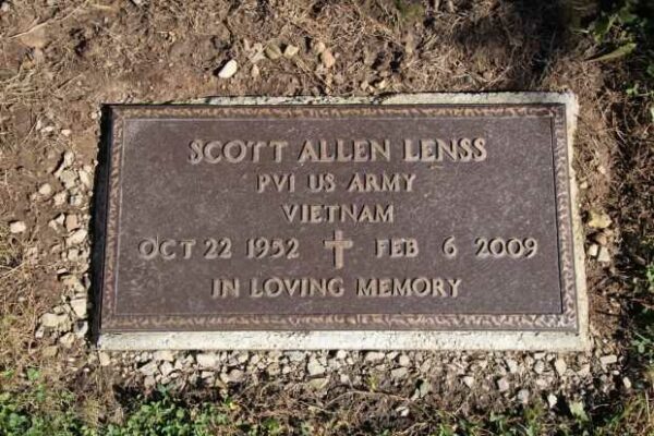 SCOTT ALLEN LENSS MEMORIAL CEMETERY STONE