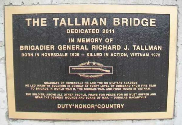 THE TALLMAN BRIDGE MEMORIAL PLAQUE