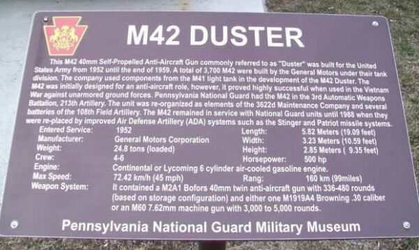 M42 DUSTER MEMORIAL PLAQUE