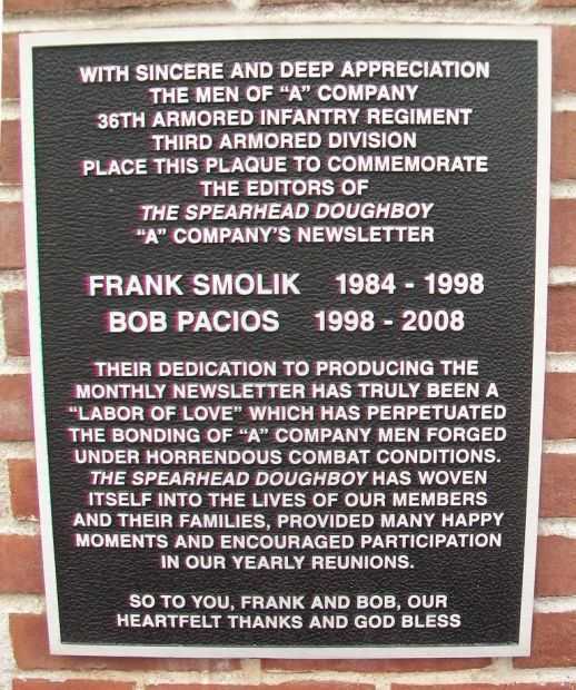 36TH ARMORED INFANTRY REGIMENT WAR MEMORIAL PLAQUE B
