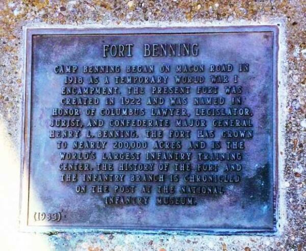 FORT BENNING WAR MEMORIAL PLAQUE