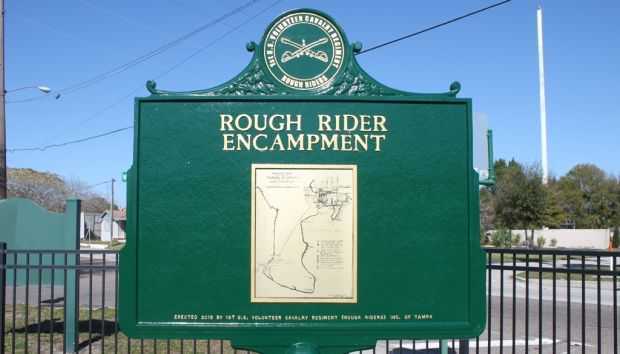 ROUGH RIDER ENCAMPMENT MEMORIAL MARKER BACK