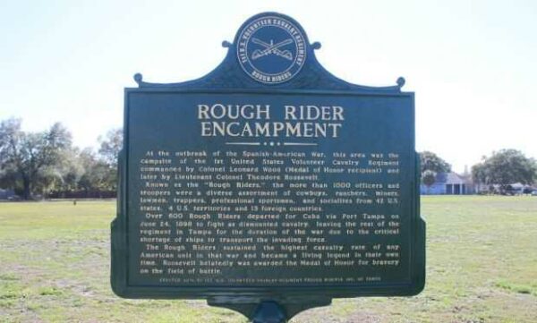 ROUGH RIDER ENCAMPMENT MEMORIAL MARKER FRONT