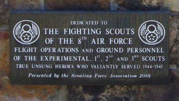 THE FIGHTING SCOUTS OF THE 8TH AIR FORCE WAR MEMORIAL PLAQUE