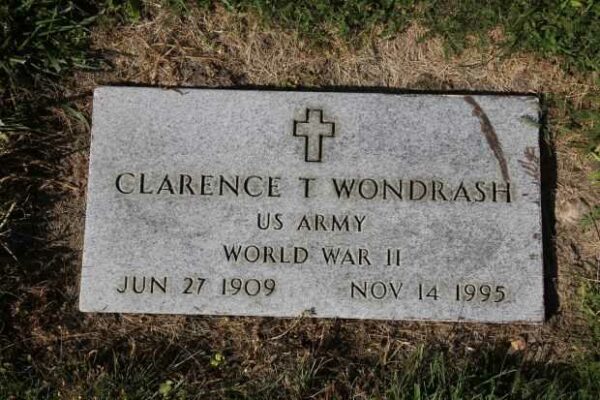 CLARENCE T WONDRASH MEMORIAL CEMETERY STONE
