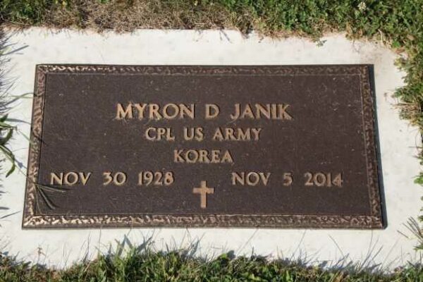 MYRON D JANIK MEMORIAL CEMETERY STONE