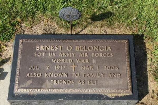 ERNEST O BELONGIA MEMORIAL CEMETERY STONE