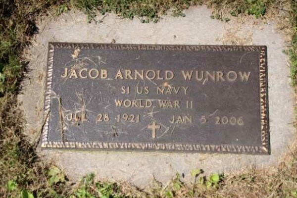 JACOB ARNOLD WUNROW MEMORIAL CEMETERY STONE