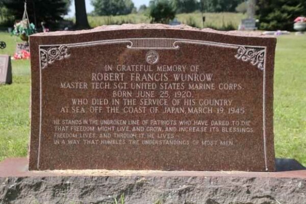 ROBERT FRANCIS WUNROW MEMORIAL CEMETERY STONE