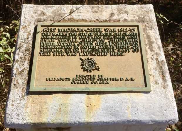 FORT MADISON-CREEK WAR 1812-13 MEMORIAL PLAQUE