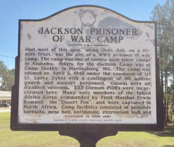 JACKSON PRISONER OF WAR CAMP MEMORIAL MARKER FRONT