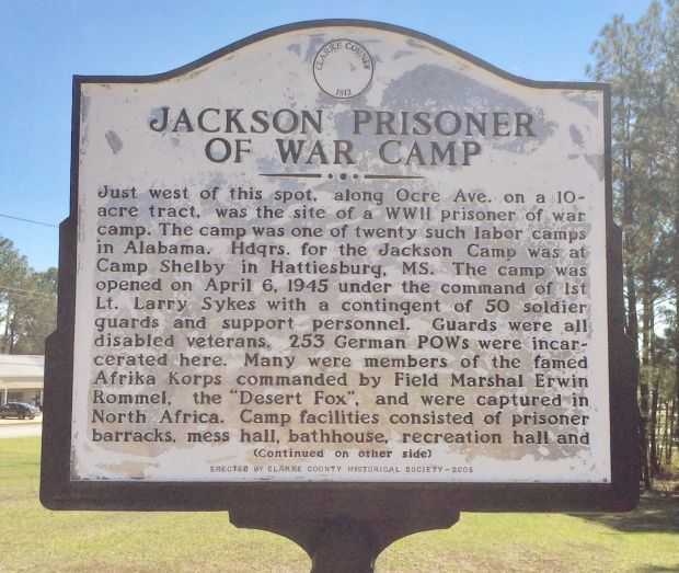 JACKSON PRISONER OF WAR CAMP MEMORIAL MARKER FRONT
