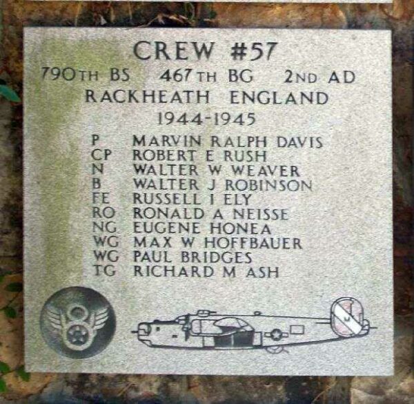 “CREW #57” B-24 WAR MEMORIAL PLAQUE