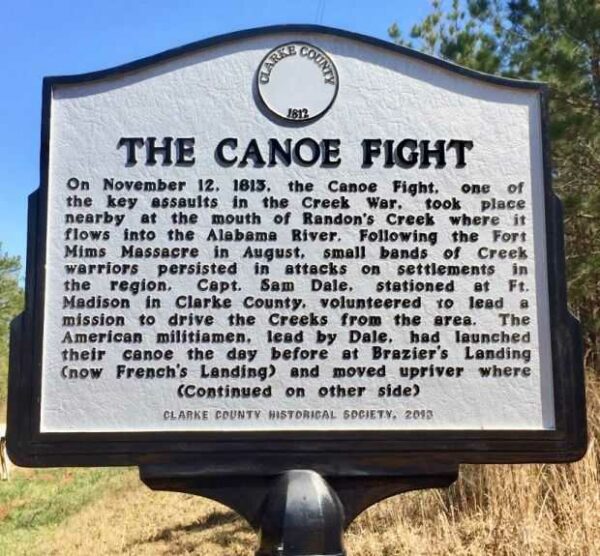 THE CANOE FIGHT WAR MEMORIAL MARKER FRONT