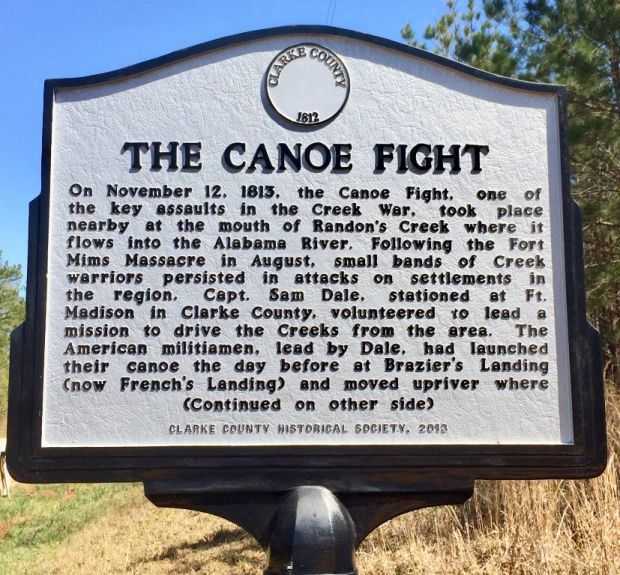 THE CANOE FIGHT WAR MEMORIAL MARKER FRONT