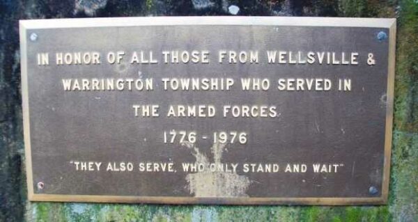 WELLSVILLE & WARRINGTON TOWNSHIP VETERANS MEMORIAL PLAQUE