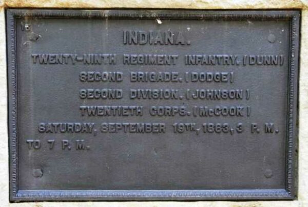 INDIANA TWENTY-NINTH REGIMENT INFANTRY WAR MEMORIAL PLAQUE