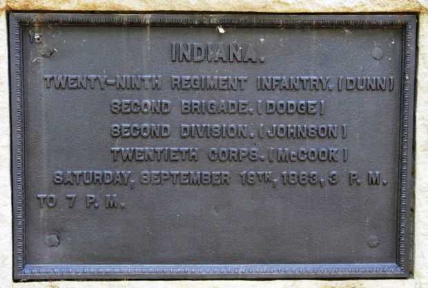 INDIANA TWENTY-NINTH REGIMENT INFANTRY WAR MEMORIAL PLAQUE