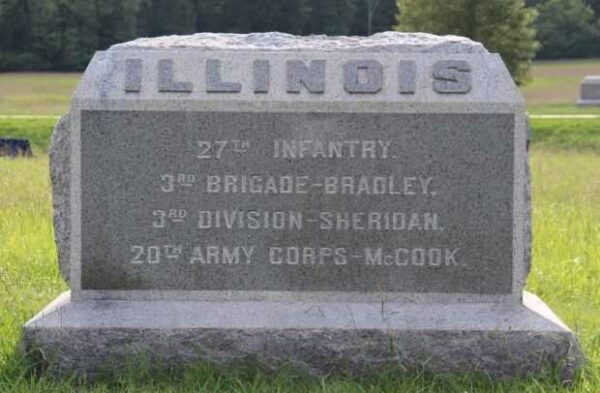 27TH ILLINOIS INFANTRY 3RD BRIGADE WAR MEMORIAL FRONT