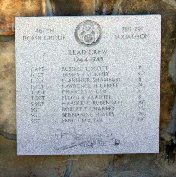 “LEAD CREW 1944-1945” B-24 WAR MEMORIAL PLAQUE