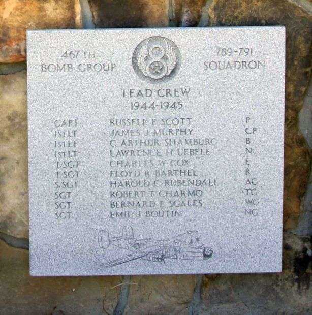 “LEAD CREW 1944-1945” B-24 WAR MEMORIAL PLAQUE