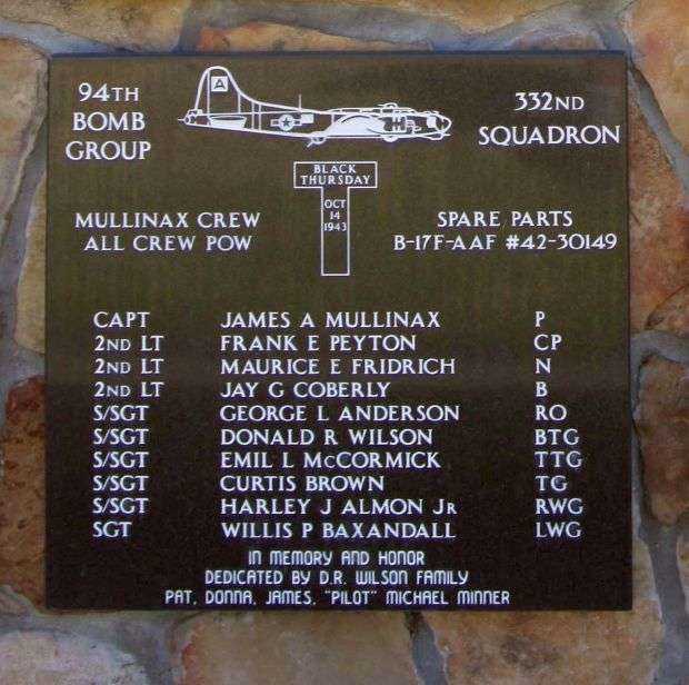 “MULINAX CREW” B-17 WAR MEMORIAL PLAQUE