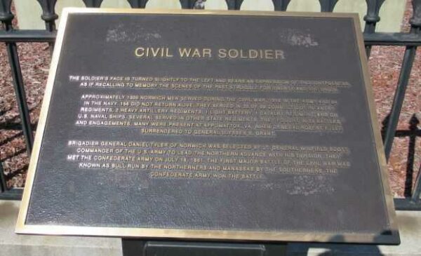 NORWICH CIVIL WAR SOLDIER MEMORIAL PLAQUE A