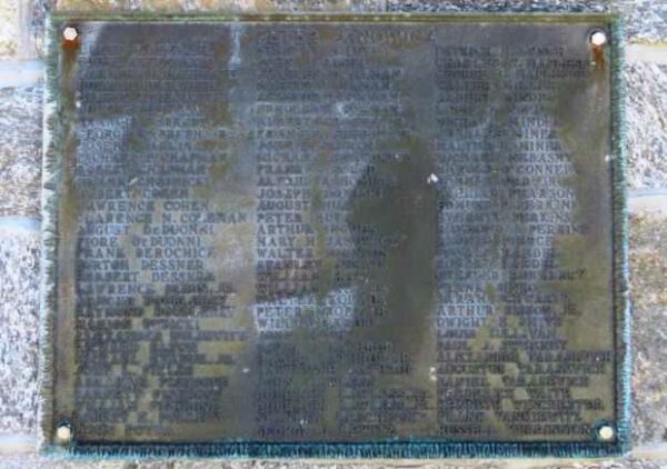 BOZRAH WORLD WAR II HONOR ROLL MEMORIAL PLAQUE B