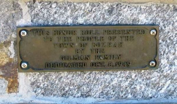 BOZRAH WORLD WAR II HONOR ROLL MEMORIAL DEDICATION PLAQUE