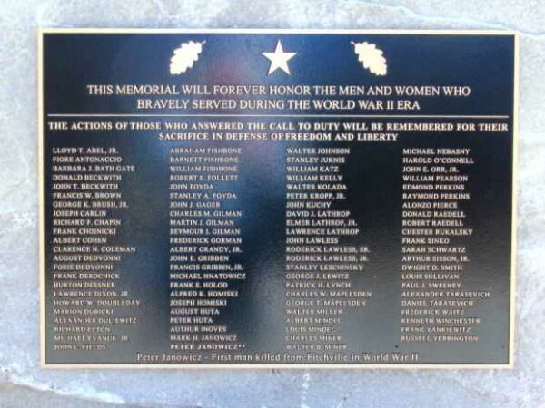 BOZRAH WORLD WAWR II MEMORIAL PLAQUE