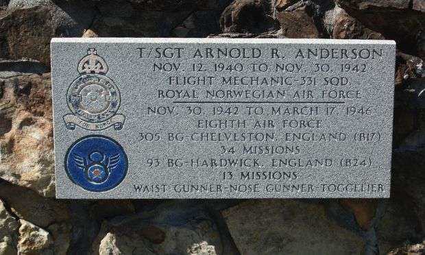 T/SGT. ARNOLD R. ANDERSON WAR MEMORIAL PLAQUE