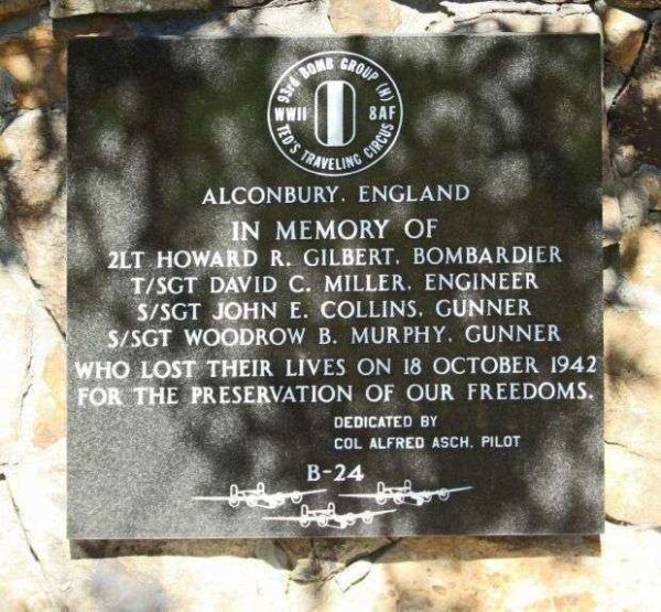 “IN MEMORY OF” B-24 WAR MEMORIAL PLAQUE