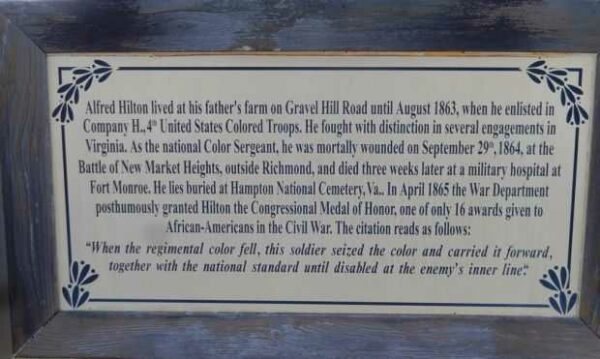 ALFRED HILTON MEDAL OF HONOR WAR MEMORIAL PLAQUE