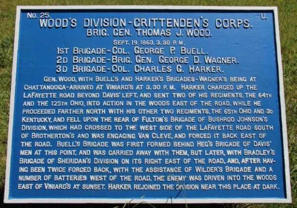 WOOD’S DIVISION-CRITTENDEN’S CORPS 3:30PM WAR MEMORIAL PLAQUE