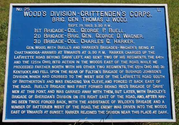 WOOD’S DIVISION-CRITTENDEN’S CORPS 3:30PM WAR MEMORIAL PLAQUE